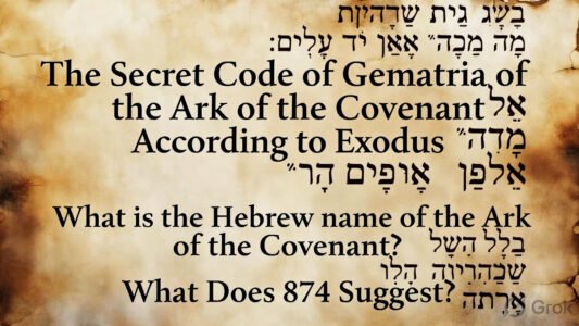 The Secret Code of Gematria of the Ark of the Covenant According to Exodus | What is the Hebrew name of the Ark of the Covenant? | What Does 874 Suggest?