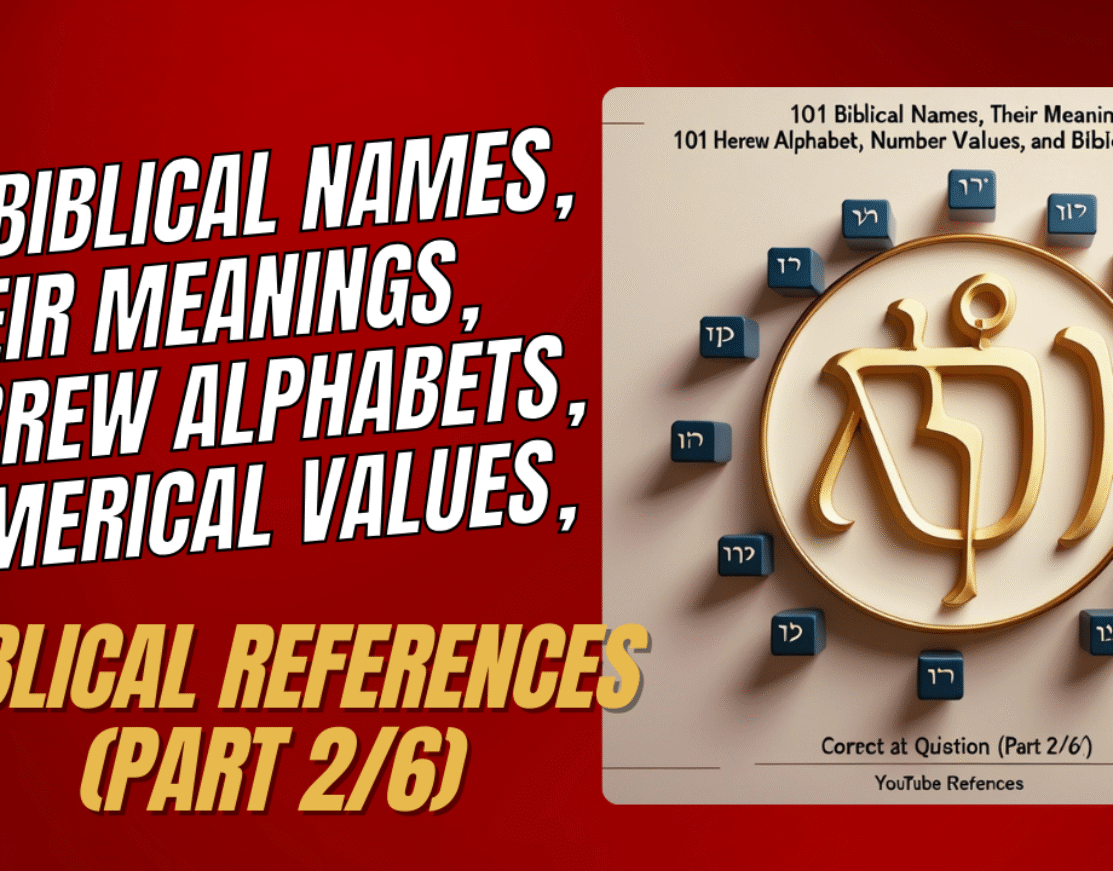 101 Biblical Names, Their Meanings, Hebrew Alphabets, Numerical Values, and Biblical References (Part 2/6)