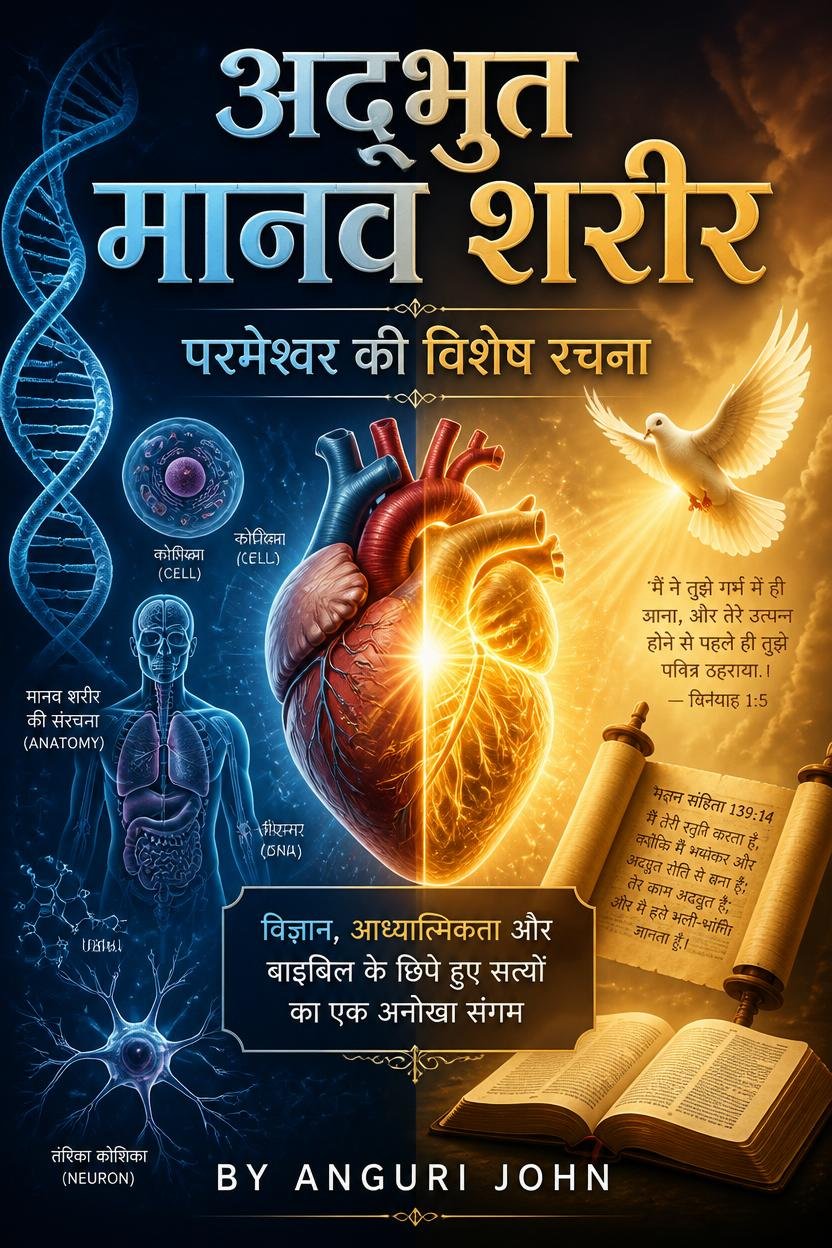 # अद्भुत मानव शरीर - परमेश्वर की विशेष रचना ## क्या मानव शरीर केवल मांस, हड्डियों और अंगों का एक समूह है? या फिर यह परमेश्वर की बुद्धि, योजना और दिव्य रचना का जीवित प्रमाण है? "अद्भुत मानव शरीर - परमेश्वर की विशेष रचना" एक प्रेरणादायक और ज्ञानवर्धक ई-बुक है जो मानव शरीर के आश्चर्यजनक रहस्यों को बाइबल, विज्ञान और सृष्टिकर्ता की दिव्य योजना के प्रकाश में प्रस्तुत करती है। इस पुस्तक में आप जानेंगे: ✓ मानव शरीर की अद्भुत संरचना ✓ डीएनए का रहस्य और जीवन का दिव्य कोड ✓ हृदय, मस्तिष्क, हड्डियों और रक्त की आश्चर्यजनक कार्यप्रणाली ✓ मानव शरीर को परमेश्वर का मंदिर क्यों कहा गया है ✓ सृष्टि और मानव शरीर में दिखाई देने वाली बुद्धिमान डिजाइन ✓ बाइबिल के दृष्टिकोण से मानव जीवन का उद्देश्य ✓ मानव शरीर में छिपे आश्चर्यजनक तथ्य यह पुस्तक विद्यार्थियों, शिक्षकों, बाइबल अध्ययन करने वालों, स्वास्थ्य प्रेमियों, मसीही विश्वासियों और सृष्टि के रहस्यों को जानने के इच्छुक प्रत्येक व्यक्ति के लिए उपयोगी है। ## डिजिटल डाउनलोड फॉर्मेट: PDF ई-बुक भाषा: हिंदी डिलीवरी: भुगतान के तुरंत बाद डाउनलोड ## यह पुस्तक क्यों पढ़ें? क्योंकि जब आप मानव शरीर की जटिलता, सुंदरता और व्यवस्था को समझते हैं, तब आप सृष्टिकर्ता की महानता को नए दृष्टिकोण से देख पाते हैं। आज ही डाउनलोड करें और परमेश्वर की इस अद्भुत रचना के रहस्यों को जानें।