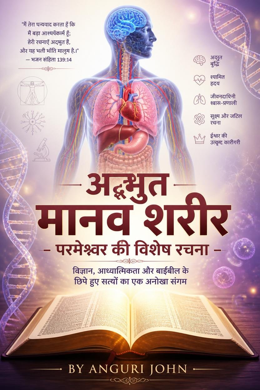 # अद्भुत मानव शरीर - परमेश्वर की विशेष रचना ## क्या मानव शरीर केवल मांस, हड्डियों और अंगों का एक समूह है? या फिर यह परमेश्वर की बुद्धि, योजना और दिव्य रचना का जीवित प्रमाण है? "अद्भुत मानव शरीर - परमेश्वर की विशेष रचना" एक प्रेरणादायक और ज्ञानवर्धक ई-बुक है जो मानव शरीर के आश्चर्यजनक रहस्यों को बाइबल, विज्ञान और सृष्टिकर्ता की दिव्य योजना के प्रकाश में प्रस्तुत करती है। इस पुस्तक में आप जानेंगे: ✓ मानव शरीर की अद्भुत संरचना ✓ डीएनए का रहस्य और जीवन का दिव्य कोड ✓ हृदय, मस्तिष्क, हड्डियों और रक्त की आश्चर्यजनक कार्यप्रणाली ✓ मानव शरीर को परमेश्वर का मंदिर क्यों कहा गया है ✓ सृष्टि और मानव शरीर में दिखाई देने वाली बुद्धिमान डिजाइन ✓ बाइबिल के दृष्टिकोण से मानव जीवन का उद्देश्य ✓ मानव शरीर में छिपे आश्चर्यजनक तथ्य यह पुस्तक विद्यार्थियों, शिक्षकों, बाइबल अध्ययन करने वालों, स्वास्थ्य प्रेमियों, मसीही विश्वासियों और सृष्टि के रहस्यों को जानने के इच्छुक प्रत्येक व्यक्ति के लिए उपयोगी है। ## डिजिटल डाउनलोड फॉर्मेट: PDF ई-बुक भाषा: हिंदी डिलीवरी: भुगतान के तुरंत बाद डाउनलोड ## यह पुस्तक क्यों पढ़ें? क्योंकि जब आप मानव शरीर की जटिलता, सुंदरता और व्यवस्था को समझते हैं, तब आप सृष्टिकर्ता की महानता को नए दृष्टिकोण से देख पाते हैं। आज ही डाउनलोड करें और परमेश्वर की इस अद्भुत रचना के रहस्यों को जानें।